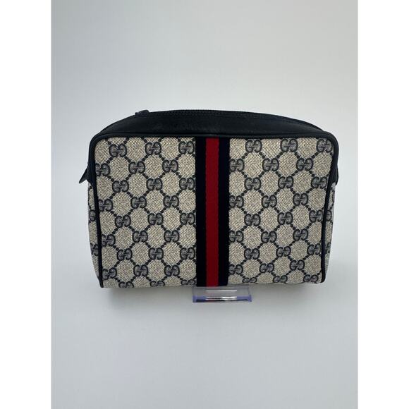 Gucci Vintage GG Supreme Travel Case with Web Stripe - Picture 1 of 8
